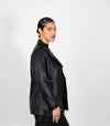 Women's Classic Three Button Leather Blazer