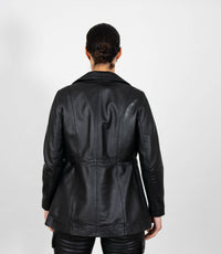 Women's Classic Three Button Leather Blazer