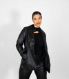 Women's Classic Three Button Leather Blazer