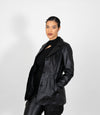Women's Classic Three Button Leather Blazer