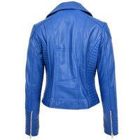 Women's Cross Zip Quilted Biker Style Leather Jacket