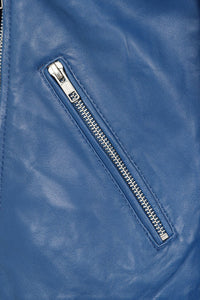 Women's Biker Style Cross Zip Leather Jacket