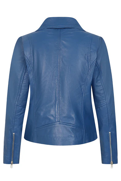 Women's Biker Style Cross Zip Leather Jacket