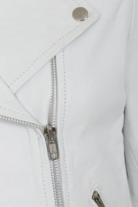 Women's Biker Style Cross Zip Leather Jacket