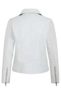 Women's Biker Style Cross Zip Leather Jacket