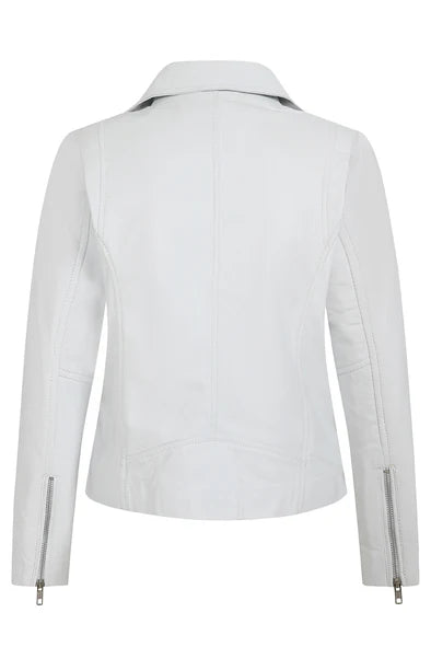 Women's Biker Style Cross Zip Leather Jacket