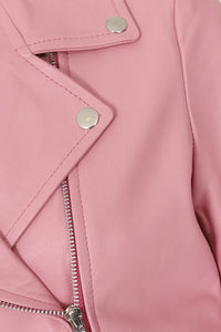 Women's Biker Style Cross Zip Leather Jacket