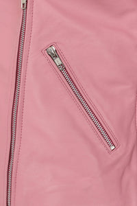 Women's Biker Style Cross Zip Leather Jacket