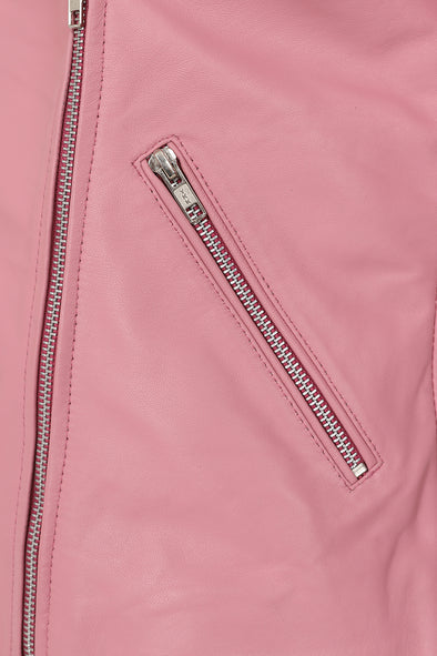 Women's Biker Style Cross Zip Leather Jacket