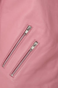 Women's Biker Style Cross Zip Leather Jacket