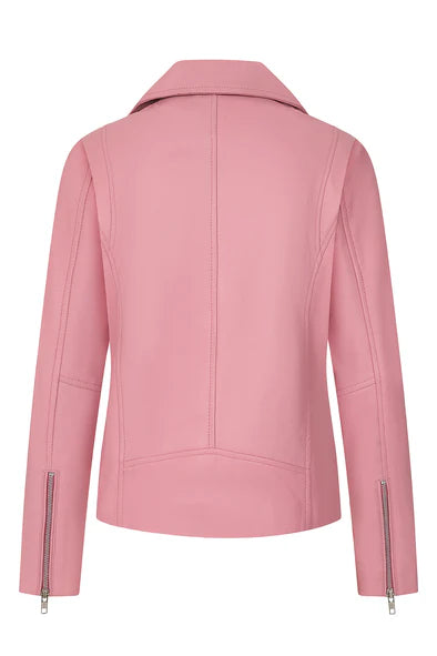 Women's Biker Style Cross Zip Leather Jacket