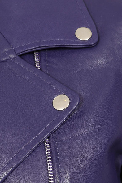 Women's Biker Style Cross Zip Leather Jacket