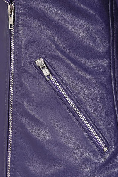 Women's Biker Style Cross Zip Leather Jacket