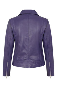 Women's Biker Style Cross Zip Leather Jacket