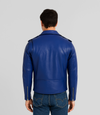Men's Classic Brando Biker Leather Jacket - Blue