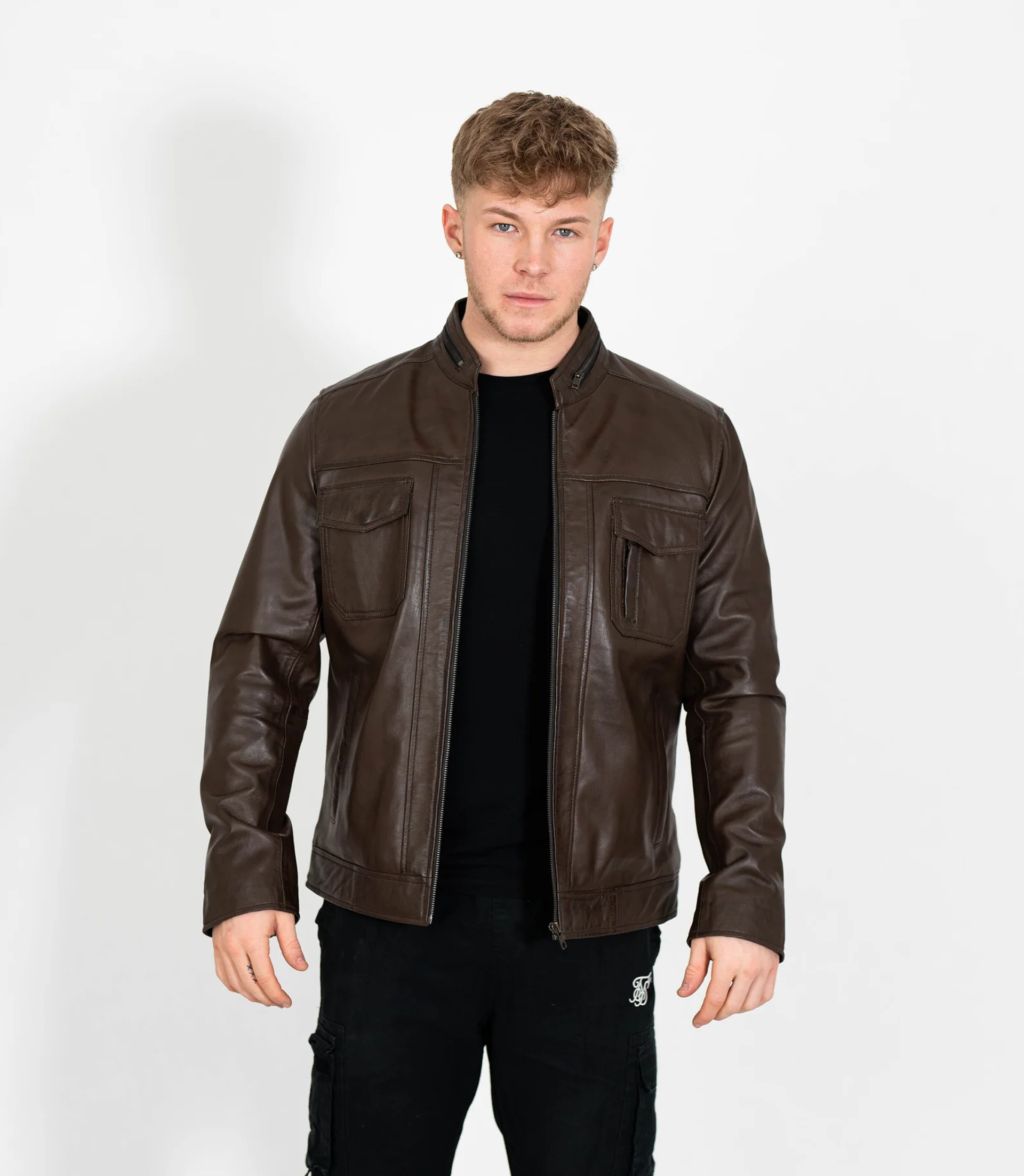 Men's Classic Casual Leather Jacket - Brown