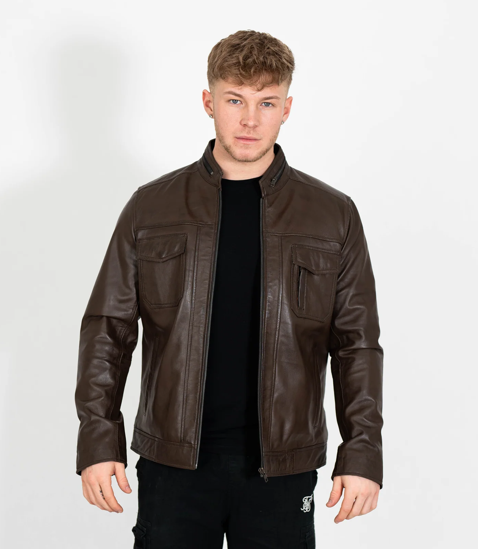 Men's Classic Casual Leather Jacket - Brown