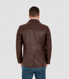 Men's Classic Leather Reefer Jacket - Brown