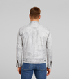 Men's Leather Biker Jacket w/ Stripes - White
