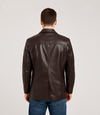 Men's Two Button Leather Blazer - Brown
