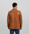 Men's Two Button Leather Blazer - Tan