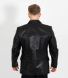 Men's Classic Three Button Leather Blazer - Black