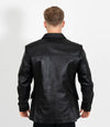 Men's Two Button Leather Blazer - Black