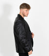 Men's Two Button Leather Blazer - Black