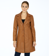Women's 3/4 Length Classic Leather Coat - Tan